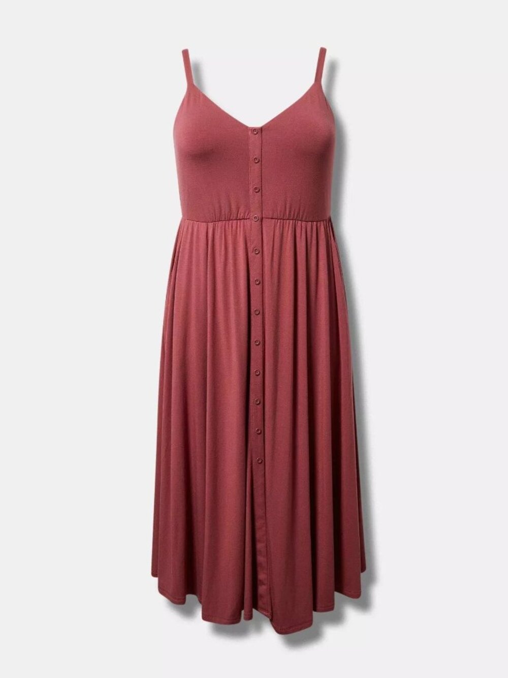 Torrid Midi Super Soft Button-Front Dress in Maroon 4x